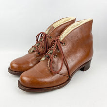 Load image into Gallery viewer, Original 1940&#39;s CC41 Liberty Tan Leather Fur Lined Boots - UK 5.5 6
