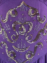 Load image into Gallery viewer, 1940s Purple Crepe Evening Dress with Sequin and Bead Detail - Bust 38 39 40
