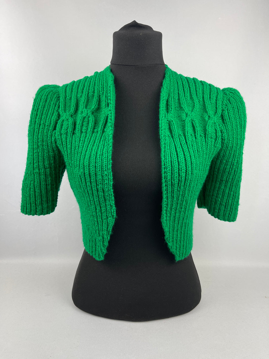 1940's Reproduction Hand Knitted Bolero in Emerald Green - B36 37 38 39 40