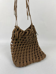 Original 1940s Make Do and Mend Homemade Bag Made from Shoe Laces