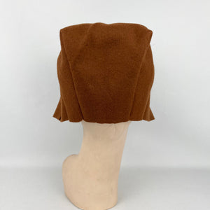 Original 1940's 1950's Warm Chocolate Brown Felt Dutch Bonnet - Neat Little Hat