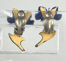 Load image into Gallery viewer, Vintage Gentian Brooch and Earrings Set From the 1940&#39;s or 1950&#39;s
