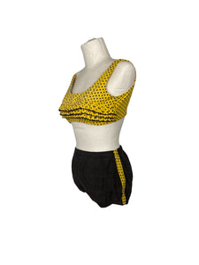 Original 1950's Black and Yellow Polka Dot Bikini - Bust 32 - Vintage Swimwear *