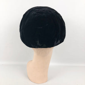 Original 1950s Black Velvet Half Hat - Classic Piece