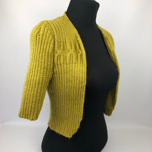 Load image into Gallery viewer, 1940s Style Hand Knitted Bolero in Lime Green - B34 36
