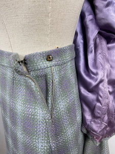 Original 1950s Marlbeck Tweed Suit in Purple and Green - Bust 35 36
