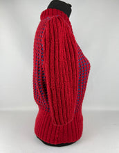 Load image into Gallery viewer, 1940&#39;s Reproduction Red and Blue Hand Knitted Jumper - Bust 37 38 39 40
