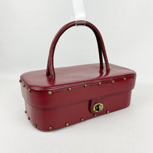 Fabulous Original 1950's Deep Red Studded Box Bag by Eros - Fabulous Vintage Bag *