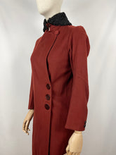 Load image into Gallery viewer, Original 1920s or 1930s Rust Coat with Real Astrakhan Fur Collar - Bust 33 34
