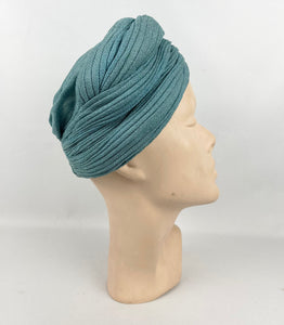 Original 1940’s Sea Foam Green Fabric Turban - Fabulous Vintage Hat