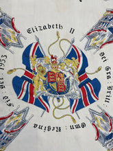 Load image into Gallery viewer, Original 1953 Queen Elizabeth II Coronation Commemorative Scarf with The Coronation Chair
