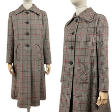 Load image into Gallery viewer, Fabulous Vintage 1970&#39;s does 1940&#39;s Houndstooth Check Wool Coat in Black, White and Red - Bust 34 35 36
