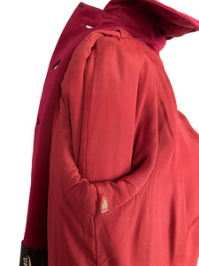 1940s Rich Red Gaberdine Coat with Pockets - Shawl Collar - Great Swing Coat - Bust 38 40 42 *