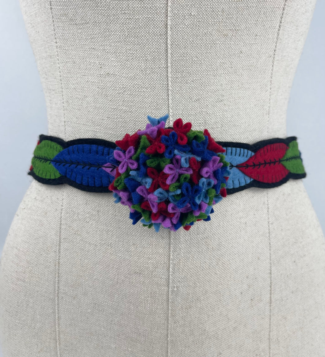 1940's Style Felt Belt in Red, Pink, Blue and Green Made From a 1941 Pattern Using Pure Wool Felt - 28.5