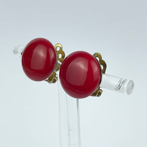 Vintage Cherry Red Class Clip-on Earrings