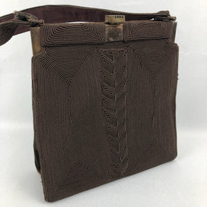 Original 1940's Corde Style Bag in Warm Chocolate Brown - Beautiful Shape - Single Handle