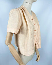 Load image into Gallery viewer, Original 1930s Textured Crepe Blouse with Faceted Glass Buttons - Bust 36 37 38
