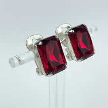 Load image into Gallery viewer, Vintage Cherry Red Glass Silver-tone Clip-On Earrings
