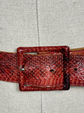 Load image into Gallery viewer, Original 1930&#39;s 1940&#39;s Red Snakeskin Belt - Waist 28 29 30 31 32
