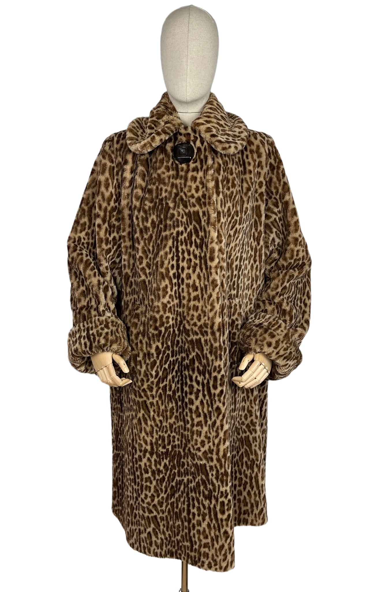 Original 1940's Fabulous Faux Fur Leopard Print Coat by Jancourt