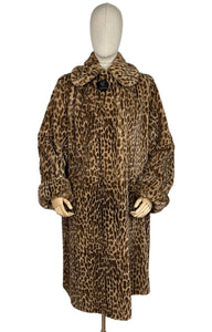 Original 1940’s Fabulous Faux Fur Leopard Print Coat by Jancourt Model - Bust 36 38 40 42