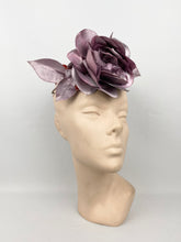 Load image into Gallery viewer, Original 1930s Pink Floral Headband with Velvet Ribbon Bow Trim - Vintage Wedding
