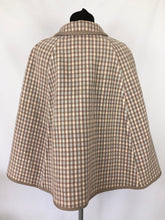 Load image into Gallery viewer, Vintage Wool Cape in Duck Egg Blue and Milk Chocolate Brown Check - Bust 34 36 38
