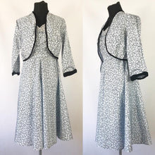 Load image into Gallery viewer, 1950s Artificial Silk Novelty Print Dress and Bolero Set - B32
