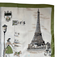 Load image into Gallery viewer, Vintage 1950&#39;s or 1960&#39;s Paris Tourist Scarf with The Eiffel Tower, Notre-Dame and More - Great Neckerchief
