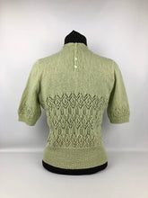 Load image into Gallery viewer, Reproduction 1940s Lace Knit Jumper in Soft Pistachio Green
