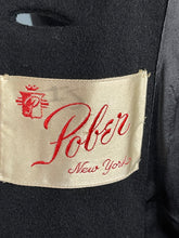 Load image into Gallery viewer, Original 1940&#39;s Black Wool Fit and Flair Princess Coat by Pober of New York - Bust 34&quot;
