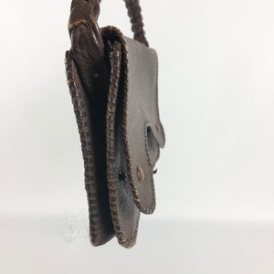 Original 1930s 1940s Brown Textured Leather Hand Bag