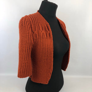 1940s Style Hand Knitted Bolero in Copper - B34 36