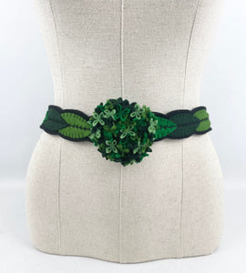 1940's Style Felt Belt in Emerald, Pistachio and Dark Green Made From a 1941 Pattern Using Pure Wool Felt - Waist 31"