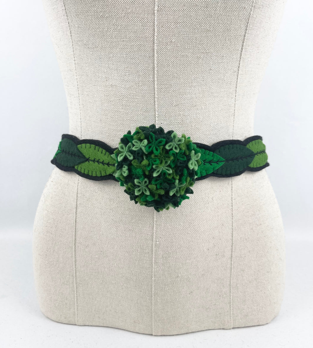 1940's Style Felt Belt in Emerald, Pistachio and Dark Green Made From a 1941 Pattern Using Pure Wool Felt - Waist 31