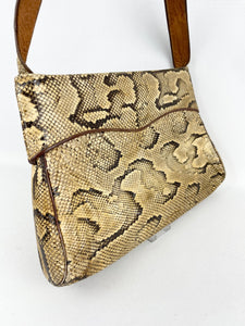 Original 1930's Cream and Brown Snakeskin Bag - Wounded But Useable