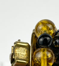 Load image into Gallery viewer, Vintage 1950&#39;s German Made Black and Gold Glass Clip-on Earrings
