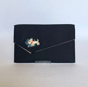 1940s Black and Pink Coin Purse with Scottie Dogs - Small Bag