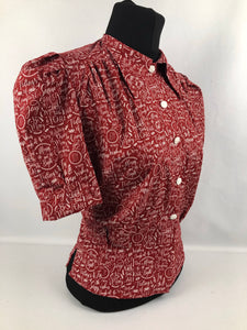 1940s Reproduction Christmas Blouse in Riley Blake Cotton - Bust 34" 36"