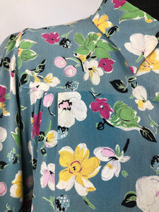 Original 1940s CC41 Floral Crepe Smock - B34 36 38