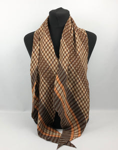 1930s 1940s Plaid Wool Pointed Cravat - Vintage Scarf