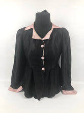 Load image into Gallery viewer, 1940s Black And Pink Fitted Jacket with Pink Glass Buttons - B32
