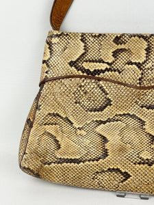 Original 1930's Cream and Brown Snakeskin Bag - Wounded But Useable