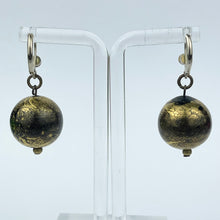 Load image into Gallery viewer, Vintage Black and Gold Glass Droplet Earrings for Pierced Ears
