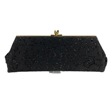 Load image into Gallery viewer, Original 1950&#39;s Black Fabric Purse with Glitter and Flock Design - Wonderful Clutch *
