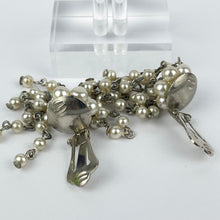 Load image into Gallery viewer, Vintage Faux Pearl Chandelier Clip-on Earrings on Silver-tone Clips
