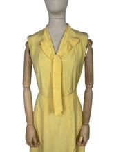 Load image into Gallery viewer, Original 1930&#39;s Lemon Yellow Silk Dress with Pretty Tie Neck - Bust 34 36 *
