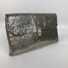 Load image into Gallery viewer, Original 1940s 1950s Whiting and Davis Clutch Purse in Silver with Clear Paste Clasp
