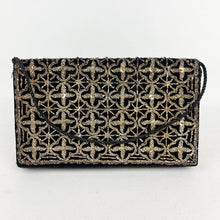 Load image into Gallery viewer, Vintage Black Velvet Evening Bag with Metallic Silver Embroidery - Neat Little Clutch *
