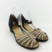 Load image into Gallery viewer, Original 1940&#39;s Black Wedges with Fabulous Gold Glitter Straps - UK 5.5 6
